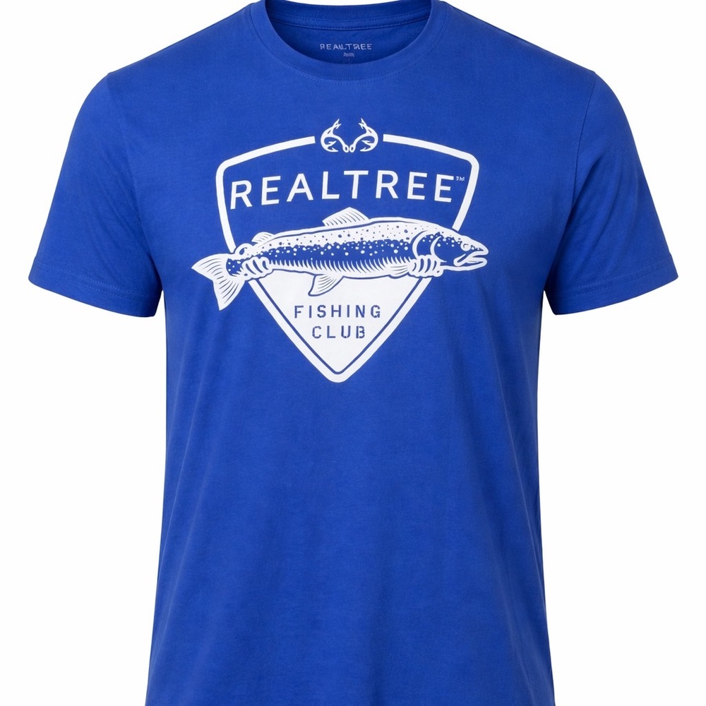 Real Tree T-Shirt Mens Size XL Blue Short Sleeve Casual Large Graphic Cotton